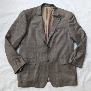 Van Heusen Brown 2 Button Suit Jacket Blazer Men 42 Reg Bamboo Wool